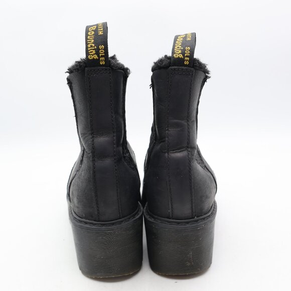 Doc Dr. Martens Rometty FL Faux Fur Lined Chelsea Boots Women's 8 Black Leather - Picture 5 of 12